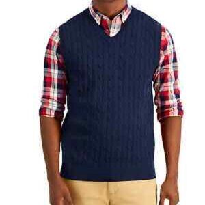 Club Room navy vest Men's M cable knit Harry Potter Ivy League professor sweater